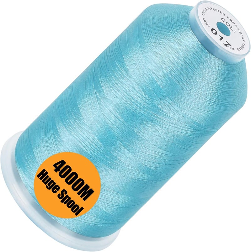 New brothread - Single Huge Spool 4000M Each Polyester Embroidery Machine Thread 40WT for Commercial and Domestic Machines - Light Blue - Image 1